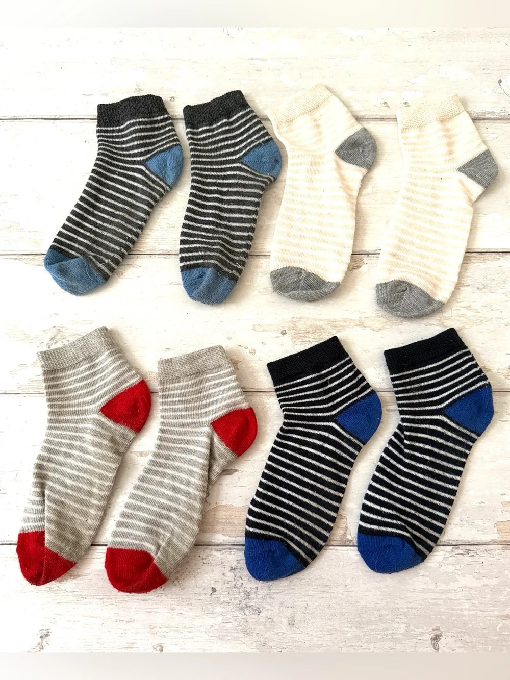 GapKids Striped Crew Socks Bundle Lot Set 4 Pairs Fits 5-8 Years Boys Gap Kids